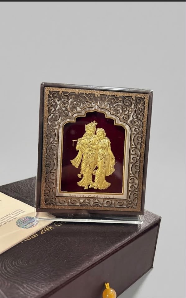 Real 24k Gold Coated Frame - Radha Krishna - Premium Edition - 3 Inch