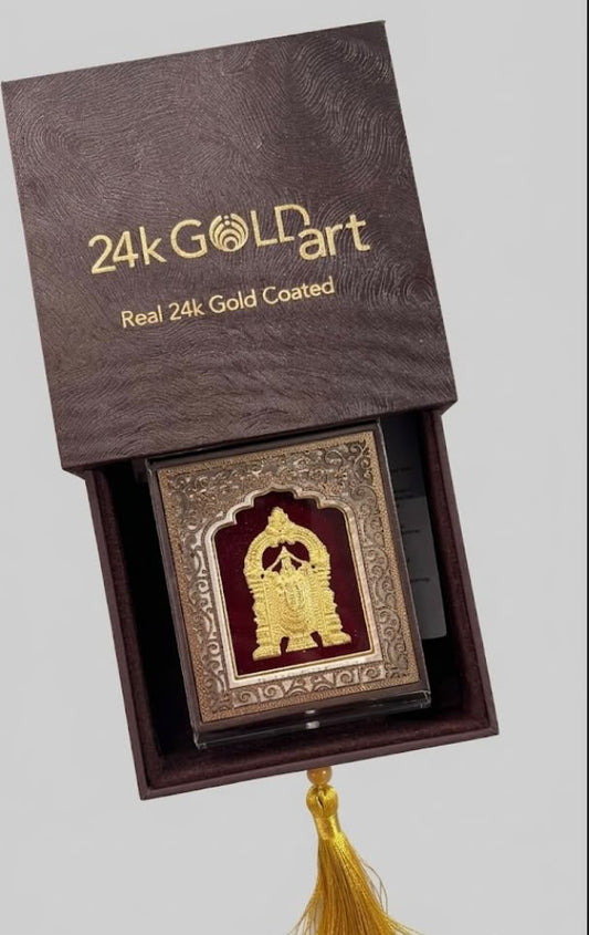 Real 24k Gold Coated Frame - Lord Venkateshwar - Premium Edition - 3 Inch