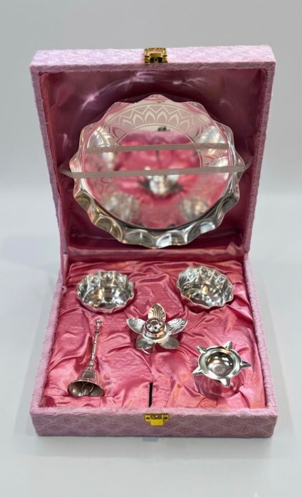 Silver-Plated Bowl 6pcs Set - Pink Box (B)