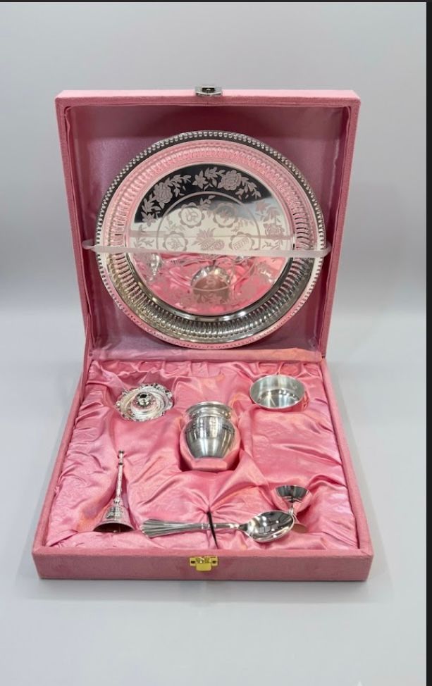 Silver-Plated Bowl 6pcs Set - Pink Box (A)