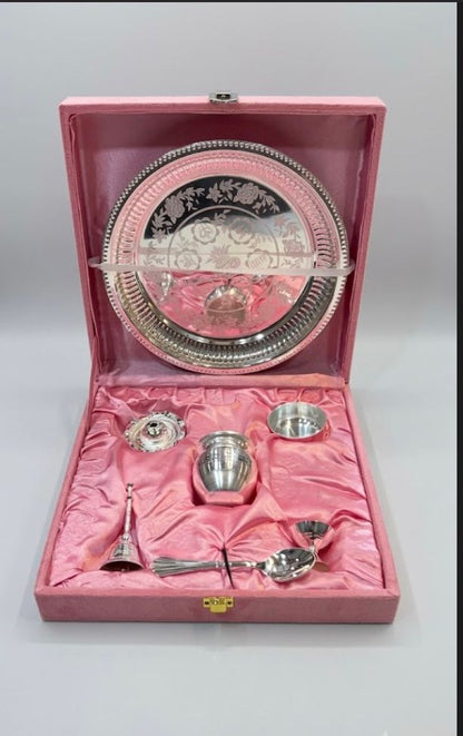 Silver-Plated Bowl 6pcs Set - Pink Box (A)