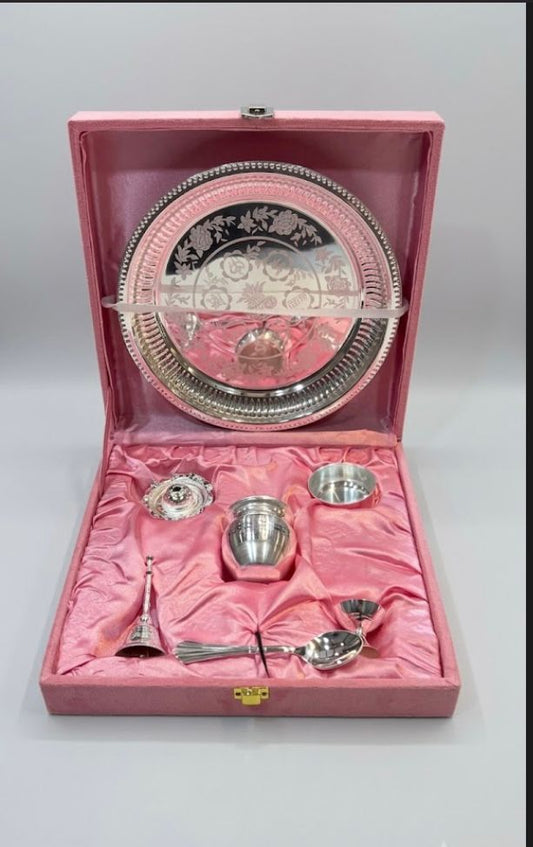 Silver-Plated Bowl 6pcs Set - Pink Box (A)