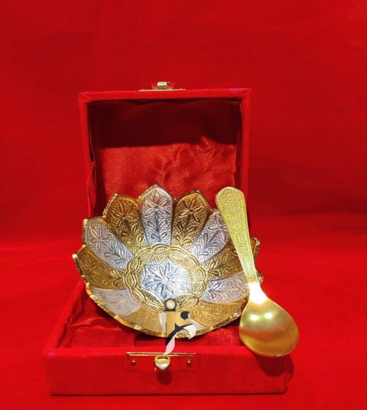 Silver Coated Bowl - Floral Gold & Silver