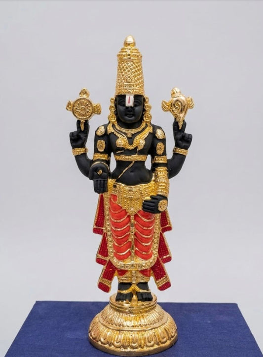 Tirupati Balaji Murti - Gold & Black - 11 Inch
